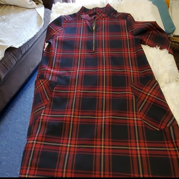 Zara Basic Holiday Red Plaid
Women's Long Sleeve Mini Dress - Picture 4 of 4